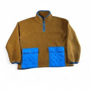 Madewell brown fleece quarter zip size Small